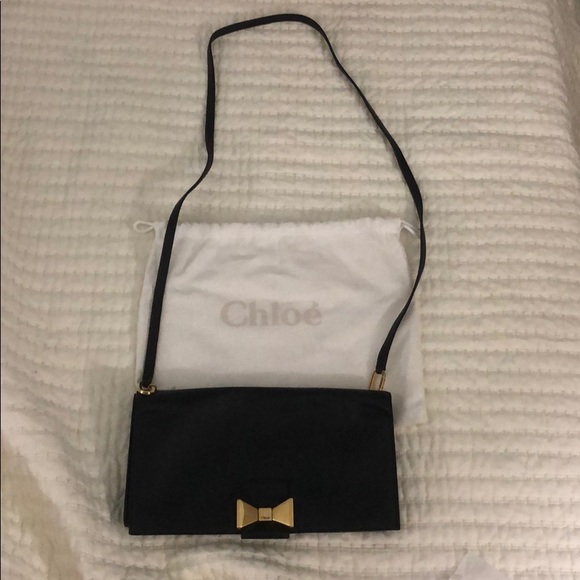 Vintage Chloe Black Crossbody Bag with Gold bow Accent 🎀 - Picture 6 of 8